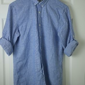 Zara Long-Sleeved Striped Shirt Tab Sleeve